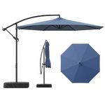 Meulbaty Patio Umbrella with Base Included, 10FT Large Cantilever Offset Patio Umbrellas Outdoor Umbrellas Shade Umbrella with Stand - UV Protection, Easy Tilt & 360° Rotation for Pool, Deck, Porch, Yard (Navy blue)