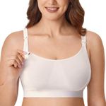 Gratlin Women's Nursing Bras Maternity Plus Size Breastfeeding Cotton Sleep Nursing Sports Bra Ivory 3XL