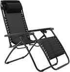 ginoya brothers Garden Chair Sun Lounger Reclining Chair with Headrest Zero Gravity Recliner Chairs Foldable Leisure Chair for Outdoor Camping Beach Patio (Charcoal Black)