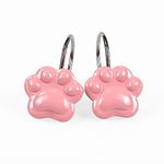 Pink Decorative Shower Curtain Hooks: Cute Lovely Funny Cat Dog Bear Animal Paw Print Shower Curtain Rings Hooks & Hangers for Kids Children Bathroom Décor - Set of 12