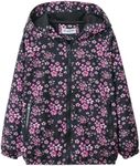 WELAKEN Lightweight Jacket for Girls Kids & Toddler II Girls'Print Water-Resistant Jacket, Petals, 6-7 Years