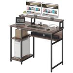 YITAHOME Computer Desk Office Desk With Bookshelf, Writing Desk Study Computer Laptop Table Work Table with Storage Shelves, Desks & Workstations for Home Office Bedroom,100 x 50 x 91.5 cm