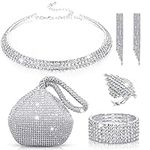 5 Pcs Women Crystal Jewelry Set Wed