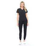 Dagacci Medical Uniform Women and Men Unisex 4-Way Stretch Jogger Scrub Set, Black, Small