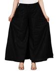 STRICKLIN Women's Rayon Loose Fit Flared Wide Leg Palazzo Pants Soft Plain/Solid Design with Drawstring Elastic (Pack of 1) (8XL, Black)