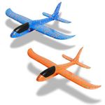 WenToyce 2 Pack Throwing Foam Airplanes, 13.7 Inches 2 Flight Mode Glider Inertia Planes Model, Manual Launch Epp Flying Aircraft Planes for Kids Outdoor Sport