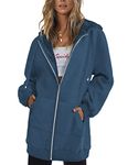 Zeagoo Women Casual Zip Up Fleece Hoodies Tunic Sweatshirt Long Hoodie Jacket Royal Blue