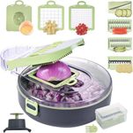 Raawan 14-in-1 Multipurpose Chopper – Fruits & Vegetable Cutter, Grater, Peeler, and Mandolin Slicer with Container – Easy Push-to-Clean Kitchen Chopper & Dicer