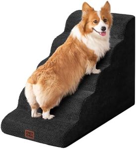 EHEYCIGA Curved Dog Stairs Ramp for High Beds, 5-Step Extra Wide Dog Steps for Small Dogs and Cats, Pet Stairs for High Bed Climbing, Non-Slip Balanced Pet Step Indoor, Black