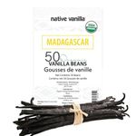 50 Organic Madagascar Vanilla Beans - Whole Grade A Premium Bourbon Pods - For Making Extract & Baking - For Cooking, Desserts & More - 100% Vegan & Kosher - Non-GMO & Gluten-Free - Native Vanilla