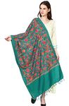Weavers Villa Women's Kashmiri Aari Embroided Floral Cashmilon Stoles, Shawls, Wraps, 70cm x 200cm