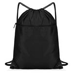 Nivofu Sports Drawstring Bag, Waterproof Drawstring Backpack Sports String Bag, Drawstring Gym Bag Unisex (BLACK)