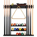 Pool Cue Rack, Pool Stick Holder Wall Mount, 6 Pool Billiard Stick + Ball Set Wall Cue Rack, Made of Solid Pine Wood, Pool Table Accessories for Billiard Room or Club (Cue Rack Only)