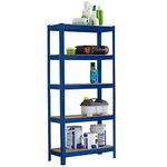 Neo Heavy Duty Steel Galvanised 5 Tier Garage Shelving Shelf Racking Unit Storage Racks (Blue)