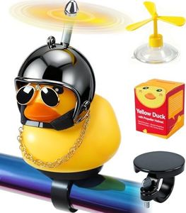 EMPATHECH Rubber Duck Bike Decorations [New Stable Clamp Mount] Cute Squeak Duck Bike Bell [Two Helmet Propeller] Funny Bike Accessories e Scooter Accessories Motorcycle Accessories Cycling Gifts