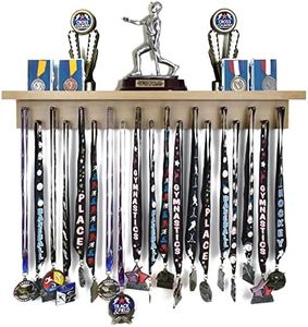 MedalAwardsRack Premier Medal Hanger Display Rack and Trophy Shelf for Gymnastics, Soccer, Basketball, Football, and More – 2, ft - Stained Walnut
