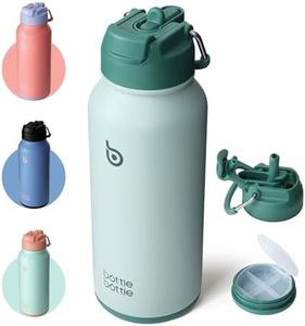 BOTTLE BOTTLE Insulated Water Bottle 950ml(32oz) Stainless Steel Sports Water Bottles with Straw Dual-use Lid Drink Flask Design for Gym with Pill Box (Green)