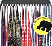 Premium Gymnastic Medal Holder Hanger Display Rack, with 20 Hooks Matt Black, Shelf with 20 Hanging Bars,Medal Ribbon Frame,Medal Gymnastic Display-1 Pack