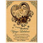 Incredible Gifts India Personalized Birthday Gift for Wife - Engraved Photo Plaque (Wood, 12 X 9 Inches, Beige)