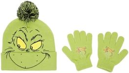 Grinch Youth Character Cuffed Beanie and Gloves Set Multicolored