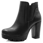 Allegra K Women Chunky High Heel Platform Zipper Chelsea Boots Black 5.5 UK/Label Size 7.5 US