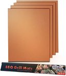 Grill Mat,BBQ Sheets Non Stick Reusable Washable Heat Resistant 260℃ for Charcoal Gas Electric Grill to Grilling Meat Veggies Seafood Eggs 4 Packs Copper