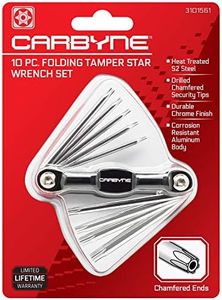 Carbyne 10-Piece Folding Tamper Proof Star (Torx) Wrench Set, Includes T-6 to T-30. Heat Treated S2 Steel