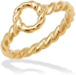 RENAEI 14K Gold Plated Round Twisted Rope Ring for Women | Size 5