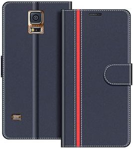 COODIO Custodia in Pelle per Samsung Galaxy S5, Cover a Libro Magnetica Portafoglio per Samsung Galaxy S5 / S5 Neo, Blu Scuro/Rosso