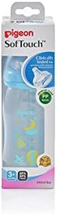 Pigeon Softouch Peri Plus Clear PP Feeding Bottle, Blue, 240 ml