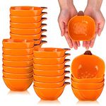 Dandat Fall Ramekins 6 oz Oven Safe Pumpkin Ceramic Ramekins Small Creme Brulee Dishes Dipping Pumpkin Baking Dish Pumpkin Shaped Bowl Plates for Serving Dip, Sauce, Condiments and Snack (24 Pcs)