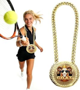 Opxuliix 6-Inch Goat Turnover Chain Medal – Greatest of All Time Award Necklace with Crown & Sunglasses Goat – Ultimate Swag Trophy for Fantasy Football Winner, Top Sales MVP, Team Captains, Coach