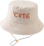 XYIYI Unisex Baby Toddler Sun Hat Children for 1-8 Years Boys Girls with Wide Brim, Cute Beige and Graffiti Letters, 2-4 Years