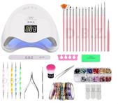 INENCE ® Nail Art Kit with UV LED Nail Lamp Gel Manicure Dryer Lamp, Acrylic Nails Gel Polishing Shape Tools Supplies Set, Manicure Pedicure Nail Files DIY Decoration