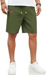 COOFANDY Mens Linen Shorts Elasticated Waist Casual Summer Shorts for Men with Pockets