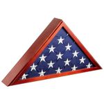 Juvale American Flag Case for Veteran Burial with Cherry Finish, 25 x 3.5 x 12.5 Inches