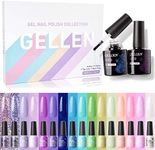 Gellen Gel Nail Polish Kit -16 Colors With Top Base Coat, Bright Shades Nail Art Design Gel Polish Set, Vibrant Mermaid Tones Nail Gel Starter Kit, DIY Manicure Soak Off UV Nail Gel Set