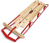 Paricon Flexible Flyer Metal Runner Steel and Wood Snow Sled Slider with Steering Bar, Pre Drilled Holes, and Triple Knee Construction, Red