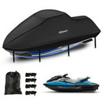 Jet Ski Cover 3 Seater,Upgraded Heavy Duty 420D Jetski Covers Waterproof with 2 Air Vent Marine Grade UV Resistant Fits Seadoo,Kawasaki,Waverunner Polaris from 115" to 120"(Black)