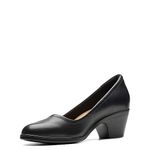 Clarks Collection Women's Emily 2 Ruby Pump, Black Leather, 7.5 Wide US