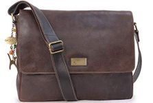 Catwalk Collection Handbags - Women's Large Messenger Bag - Ladies 14-15 inch Laptop Bag - Distressed Leather - Fits A4 Notebooks - SABINE L - Brown