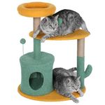 Catcus Cat Tree Tower, 31 inch Cat Tree with Scratching Posts, Cat Tree for Indoor Cats, Small Cat Tower, Cat Playhouse Cat Condos for Adult Cats, Green & Orange (31"+Tower)