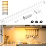 WOBANE Under Cabinet Lighting, 24 inch Plug in LED Counter Light Bar, Hand Wave Activated, Touchless Dimmable for Kitchen Cabinet, Shelf, Under Desk, Color Tunable 2700K to 6500K,White Panel,1400LM