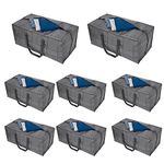 VENO 8 Pack Moving Bags Plastic Storage Totes Clothes Organization Large W Lid/Zipper. Packing Boxes/Bins Alternative. Space Saving Foldable College Supplies Essentials (BLK Windowpane, 8 Pack)