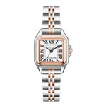 Szaikyri Classic Square Watches for Women with Roman Numerals Ladies Casual Dress Watch Montre Femme (Silver&Rosegold-Black)