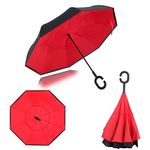 Raghavendra Sarkar® Unisex Auto Open Function Windproof Upside Down Reverse Umbrella with C-Shaped Handle and UV Protection (Multi color)