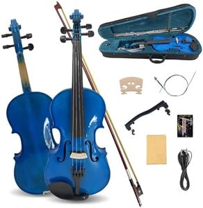 ModouString Electric Violin 4/4 full Size 4 string Acoustic Violin Spruce Maple Ebony Wood with Case, Bow Handmade for Beginners, Students, Professionals (Blue)