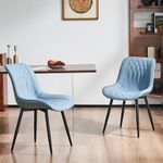 YOUNIKE Dining Chairs Set of 2, Leather Upholstered Dining Room Chairs, Mid Century Modern Armless Kitchen Chair Side Chairs, Suitable for Bedroom Living Room, Load Up to 300 LBS, Blue