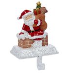 Kurt Adler Resin Santa with Gift Box Stocking Holder, 6.5-Inch