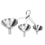 Yumi V Hip Flask Funnel, 3Pcs Mini Funnel Stainless Steel Funnel Kitchen Set Small Hip Flask Funnels with Long Handle Metal Funnels Transferring Liquid Oil Powder for Filling Bottles or Containers